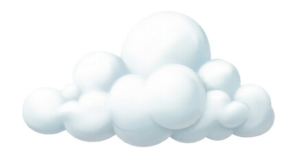 Stylized 3D White Cloud on Transparent Background