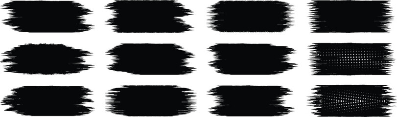 Hand drawn black grunge badge brush. paint ink stroke,
badge with black sticker textured design. hand drawn black sticker