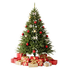 Festive Christmas Tree with Gifts on White – Cozy, Traditional Holiday Charm
Perfect for cards, ads, or social media — warm, inviting, and full of seasonal joy.