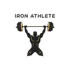 Iron Athlete Weightlifter Logo - Strength and Fitness