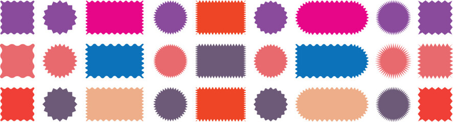 Sale stickers with zigzag edges and starburst price tags special offer silhouette. set of with zigzag frames edge red color silhouette scalloped scallop edge shape 