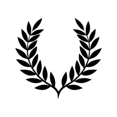 Black Laurel Wreath Silhouette Vector Symbol for Awards and Victory