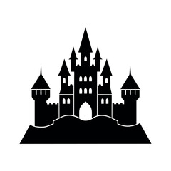 Obraz premium Castle Vector Black And White Medieval Fantasy Kingdom for Graphic Design & Fairytale Art