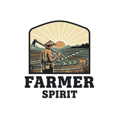 Farmer Spirit Rice Paddy Terrace Logo