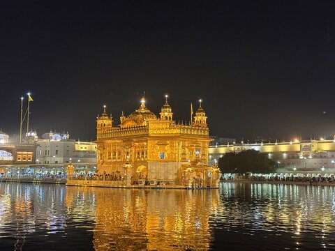 Golden Temple in night Amritsar, Punjab India