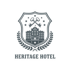 Luxury Heritage Hotel Crest Shield Logo Design