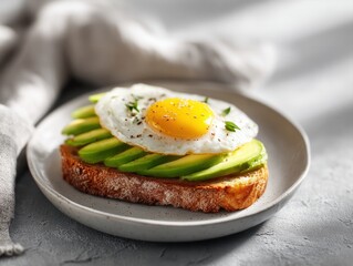 Delicious avocado toast with egg cozy kitchen culinary delight bright atmosphere close-up healthy eating concept