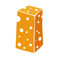 Cheese illustration in woodblock print and rubber stamp style