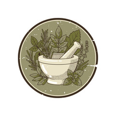 Vintage Herbal Medicine Mortar and Pestle Icon