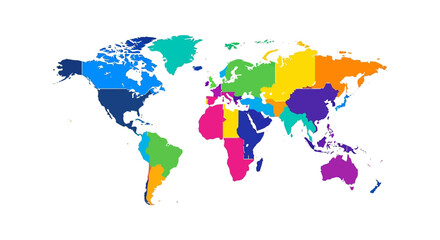 world map illustration showing different countries displaying global regions useful for geography education and international business infographics