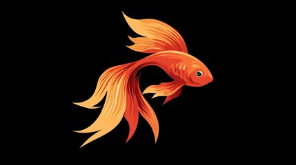 Fototapeta premium Golden fish logo with metallic shine on dark background. Concept: Luxury logo design, aquatic symbolism, prosperity and balance, modern premium brand identity, and creative elegance.