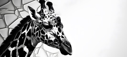 art of giraffe a black and white high contrast full body,generative AI