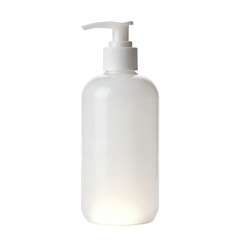 Fototapeta premium Clean white dispenser bottle for soap or lotion. Blank plastic mockup container simple transparency background