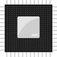 Computer Chip Microprocessor CPU Flat Icon Vector Illustration Technology Electronic Component...