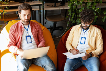 Coworkers collaborating remotely or in flexible office space