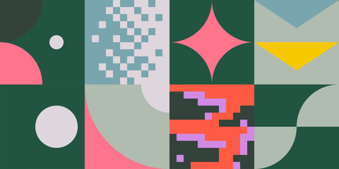 Fototapeta premium Abstract geometric vector pattern design with simple shapes