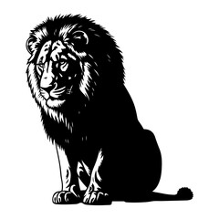 Obraz premium Majestic lion sitting black silhouette animal wildlife