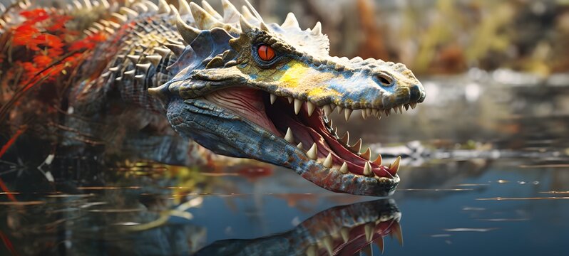 dragon chomping on bones in a swamp,generative AI