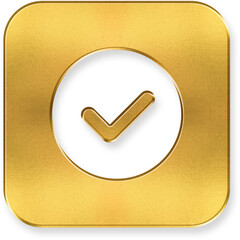 Shiny Gold Checkbox Tick Icon