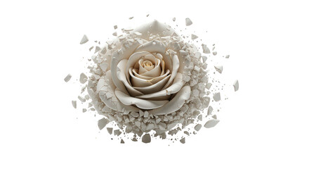 White Rose Fragmenting into Shards breaking rose shattering rose