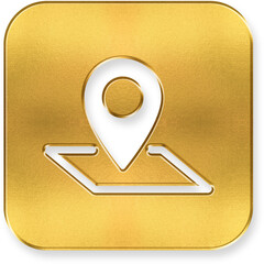 Shiny Gold Map Location Pin Icon