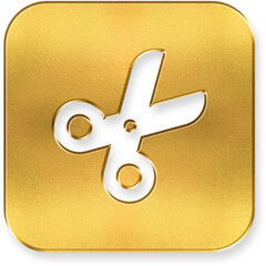 Shiny Gold Scissors Cut Icon