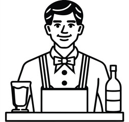 Illustration of a bartender with a bow tie