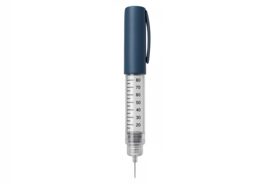 Insulin pen for diabetes injection on transparent background
