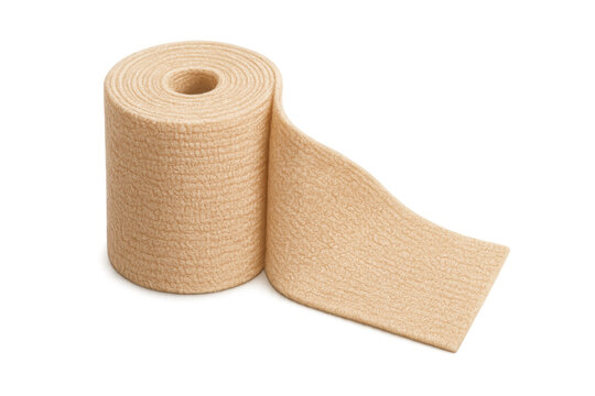 Beige elastic bandage roll for first aid and injury