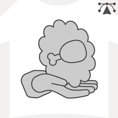 Sticker with roasted chicken leg in hand isometric icon, food assistance concept. Vector graphics. Poultry food sign and editable stroke, outline style icon for mobile or web design.