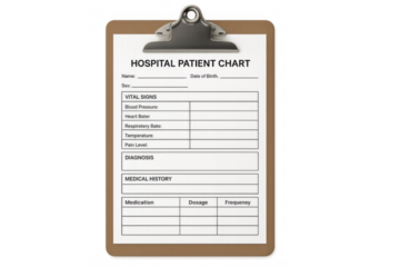 Hospital patient chart clipboard with transparent background