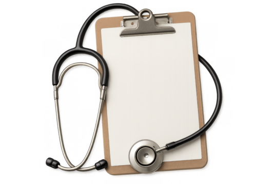 Stethoscope and clipboard representing medical health care concepts - Powered by Adobe