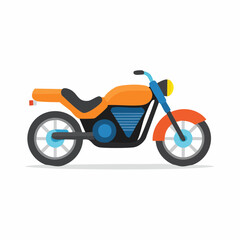 Fototapeta premium Retro-style motorcycle vector icon featuring clean lines and bold shapes, using a blue, green, and orange color palette for a vibrant vintage look suitable for logos, stickers, and graphic design them
