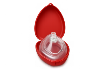 Resuscitating cpr mask in red case for first aid