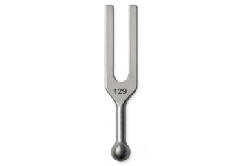 Tuning fork frequency 129 hertz producing sound vibration