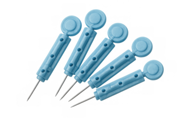 Blue plastic lancets for diabetes blood glucose testing