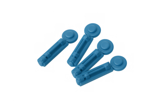 Blue disposable lancets for blood glucose testing