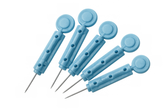 Blue plastic lancets for diabetes blood glucose testing
