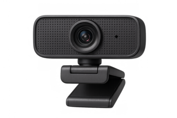 Black webcam recording video for online communication