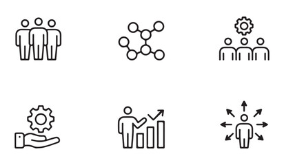 Business Teamwork Leadership Management Strategy Icon Set