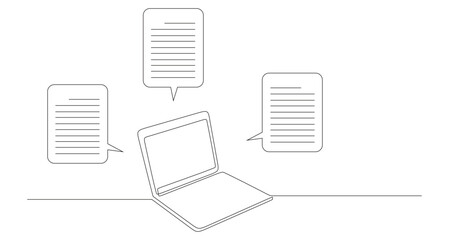 line art of a laptop storing data files and work archives of a company