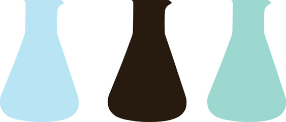 Multi-Color Flask Silhouette Icons Set