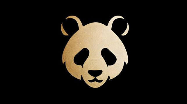 Golden panda face logo with metallic shine on dark background. Concept: Luxury logo design, animal symbolism, modern minimalist branding, elegance, and premium identity representation.