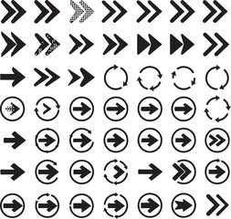 Comprehensive Arrow Icon Pack. Play, Fast Forward, Refresh, and Directional Pointers. Modern Vector Symbols for UI/UX, Web, and Media Controls.
