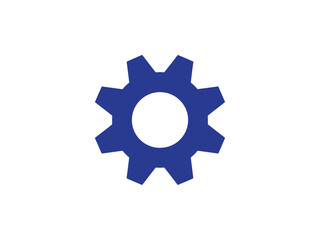 Iconic blue gear symbol representing settings and engineering excellence, ideal for technology, manufacturing and innovation concepts