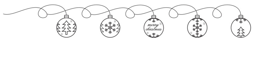 Christmas ball line art. Christmas ball with snowflakes vector
