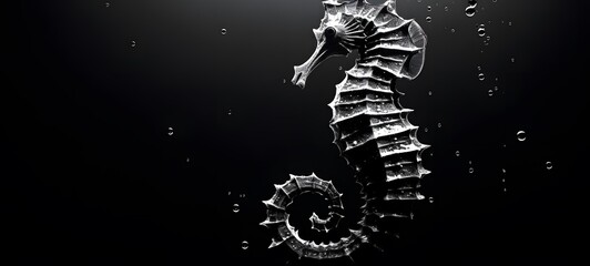 art of seahorse a black and white high contrast full body,generative AI