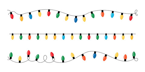 Christmas lights icon set background - PNG