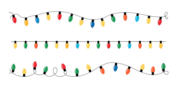 Christmas lights icon set background - PNG