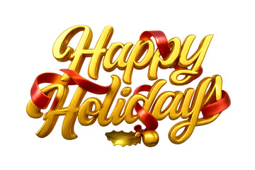 Happy Holidays Golden Script with Red Ribbon and Ornament &mdash; Festive Greeting Design on Black Background
